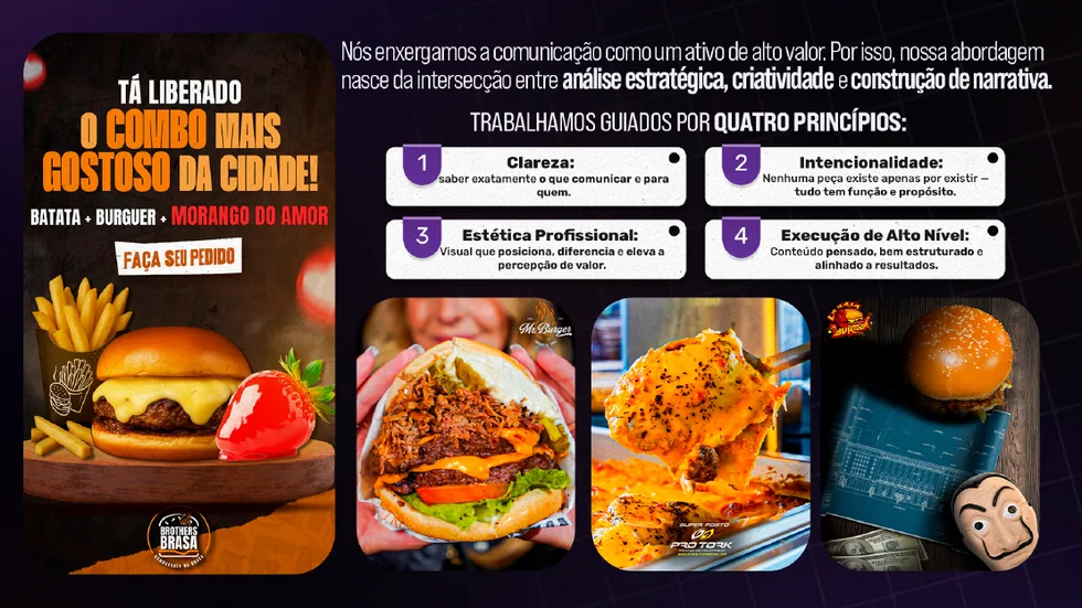 Exemplo de criativo para hamburgueria no portfólio