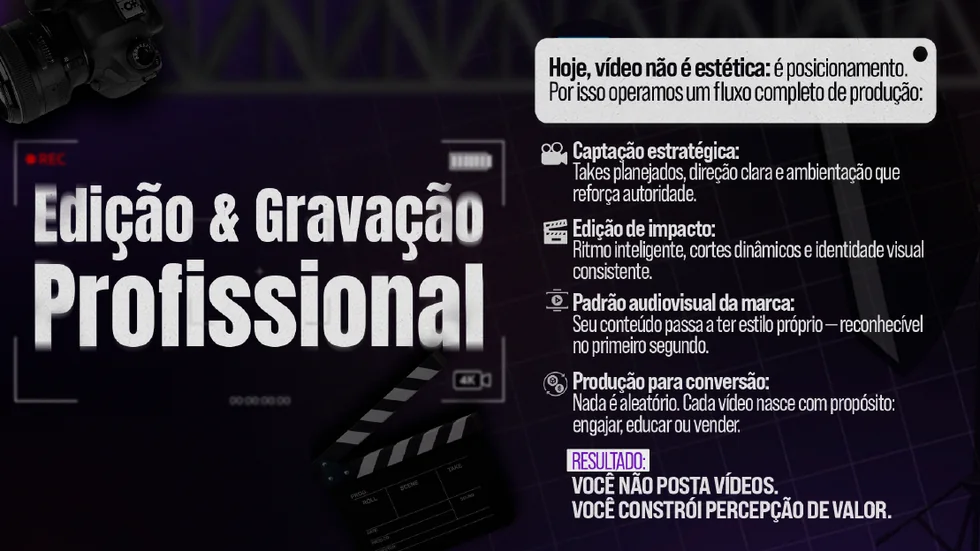 Página sobre edição e gravação profissional